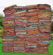 Image of Wholesale Lot Of Indian Vintage Kantha Quilt Handmade Throw Reversible Blanket