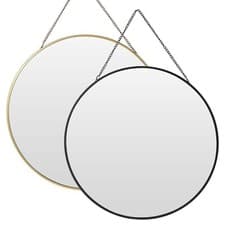 Image of 30cm Gold or Black Round Hanging Wall Mirror Hallway Bathroom Bedroom Home Decor