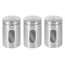 Image of Kitchen Canister Set Stainless Steel 3 Piece Canister Storage Jar