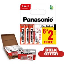 Image of Triple A Panasonic S16723 1.5V AAA Zinc Carbon Battery Pack of 8 - Bulk Discount