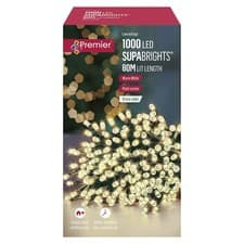 Image of Premier Decorations 1000 White Multi-function Christmas LED Lights 80m