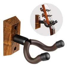 Image of Guitar Wall Mount Zebra Wood Rotating Hook Holder Acoustic Electric Bass