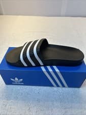 Image of Adidas Adilette Comfort Slides Black White Logo Men 9 Women 10 New in Box