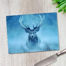 Image of Blue Mist Stag Glass Chopping Board Large Kitchen Worktop Saver