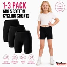 Image of 1-3 Pack Girls Cotton Cycling Shorts School PE Sports Under Dress Short Pants