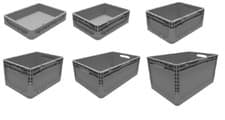 Image of Heavy Duty GREY Euro Stacking Plastic Storage Industrial Container Boxes Crates