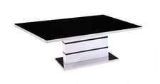 Image of White Gloss & Black Glass Coffee Table 120cm x 60cm x 47cm Azzurro