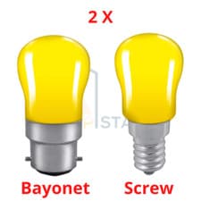 Image of 2x Yellow Crompton Colourglazed Pygmy Sign 15W Decorative Light Bulb Lamps