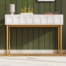 Image of Modern Dressing Table Makeup with 2 Drawers Vanity Desk Chest Of Drawers Bedroom