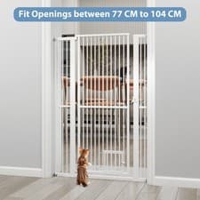 Image of Tall Metal Pet Gate Extra Wide Cat Dog Safety Barrier with Extensions
