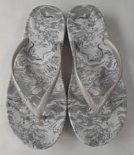 Image of FITFLOP IQUSHION SIZE 4/37 GREY/MARBLE FLIP FLOPS HOLIDAY SANDALS BNWOT