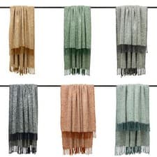 Image of Furn Weaver Herringbone Tasselled Throw 130x180cm Soft Cosy Blanket Home UK