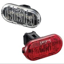 Image of Cateye Omni 3 Front & Rear Cycle Light Set Mountain Bike Road Gravel Commuter