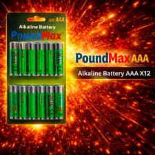 Image of 12 x Poundmax AAA 1.5V Alkaline Battery Set – Leakproof, High Energy, UK Stock