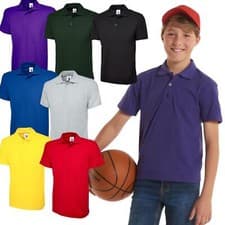 Image of Kids Plain Polo T-Shirt Boys Girls Cotton School Uniform Sports Casual Tee