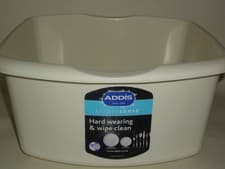 Image of Addis Oblong Plastic Washing Up Bowl Small  32cm Cream Linen 9606 12.1/2 In