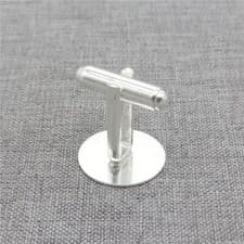 Image of Sterling Silver Flat Round Cufflink 925 Silver Plain Cuff Link Back 16mm