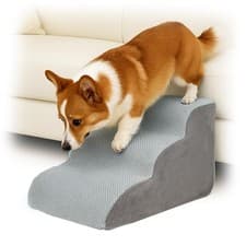 Image of 3 Step Dog Stairs Pet Steps for Bed Sofa Non Slip Foam Ladder for Small Dogs