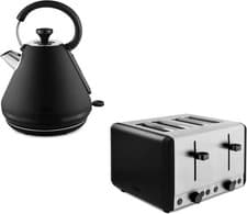 Image of Tower Sera 1.7L 3KW Pyramid Kettle & 4 Slice Toaster Matching Set in Black with