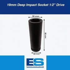 Image of 19mm Deep Hexagon Impact Socket 1/2" Drive Quality CR-MO ISD0019