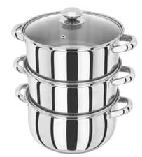 Image of Judge Essentials Glass Lid Steamer Set 22cm 3 Tier