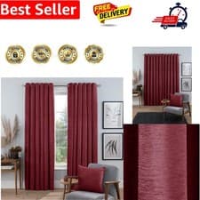 Image of Luxury Chenille Eyelet Lined Curtains for Bedroom and Living Room 46 x 72 Inc...