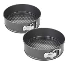Image of 2 X springform cake tin 7 Inches Loose Bottom Baking Cake Tins Non Stick Metal