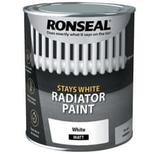 Image of Ronseal Stays White Radiator Paint White Gloss Matt Satin One Coat Paints