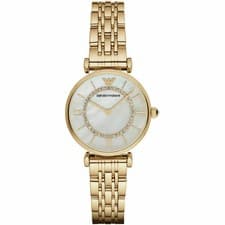 Image of NEW EMPORIO ARMANI WOMENS WATCH GIANNI T-BAR AR1907 YELLOW GOLD WHITE
