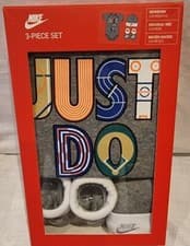 Image of INFANT NIKE 3 PIECE SET GREY (JUST DO IT) 0-6 MONTHS
