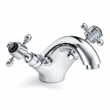 Image of Traditional Twin Handle Basin Mixer Tap Chrome Inc Waste WRAS Brass