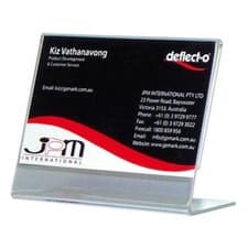 Image of Deflecto Slanted Sign Holder 90x60mm Clear Plastic Constructions L Shaped