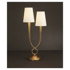 Image of Table lamp classic gold with cream lampshades 2 lights MN-159