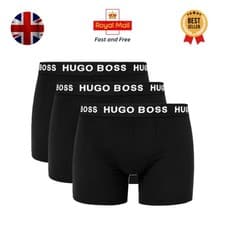 Image of Hugo Boss Mens Boxers Trunks Classic Fit Black Breathable Cotton 3 Pack