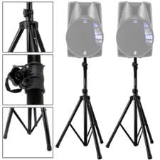 Image of 2x Vonyx Black Adjustable Robust Speaker Stands PA Monitor Pole Mount SSC2559