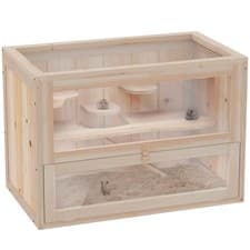 Image of PawHut 2 Levels Wooden Hamster Cage Mice Rodents Hutch Small Animals