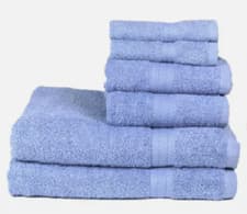 Image of Chelsea six piece Towel Set 2 Washcloth 2 Hand 2 Bath Towel sky blue