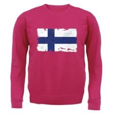 Image of Finland Grunge Flag - Kids Hoodie / Sweater - Flags Helsinki Finn Finnish Europe