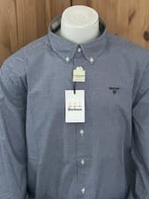 Image of Barbour Navy/ White check Gingham Cotton Tailored Fit Shirt Size XXL BNWT