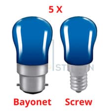 Image of 5x Blue Crompton Colourglazed Pygmy Sign 15W Decorative Light Bulb Lamps