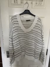 Image of 💕Mint Velvet  Grey/Cream Knit Jumper Size L  Silver  tread  RRP £ 98 🌺