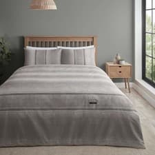 Image of Catherine Lansfield Denim Duvet Cover Double Quilt Bedding Bed Linen Set Grey