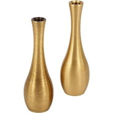 Image of 2Pcs Copper Vase Desktop Decorative Vintage Metal Elegant Vase Ornament