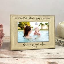 Image of Personalised Our First Mother’s Day Together Frame 4x6 Wood Photo Frame Mum Gift