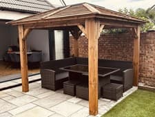 Image of 3m x 3m gazebo heavy duty Waterproof Wooden garden summer house lean to