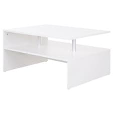 Image of HOMCOM 2 Tier Coffee/End Table Modern Design w/Open Shelf Living Room White