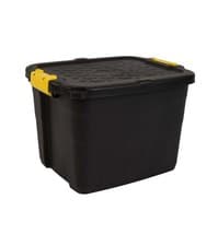 Image of Strata 42L Heavy Duty Plastic Storage Box with Secure Lid - Stackable Black