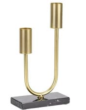 Image of Candle Holder for Dining Table – Modern Golden Double Taper Candle Holder
