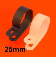 Image of High Quality Black & White Nylon Plastic P Clips - Fasteners for Cable & Tubing