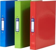Image of Oxford A4 Ring Binders, Red, Green and Blue, Laminated Paper on Board, 40mm Fol